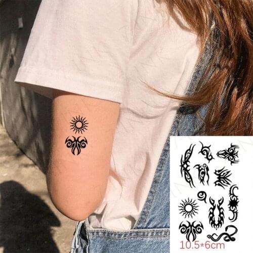 Waterproof Temporary Tattoo Stickers Womens Snake Sun Fire Cloud Totem Tattoos Body Art Arm Fake Tatto Flash Tatoo For Men