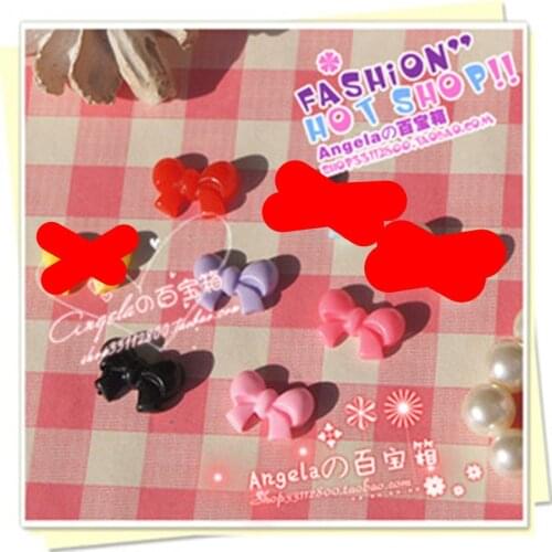 Jewelry Materials For Nail Decoration Really So Kawaii 100pcs Mixed 15*10mm Kawaii Flat Back Reisn Cabochon Mini Bow