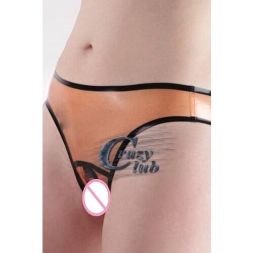 Crazy club_Women 100% Natural Latex Llingerie Sexy Fetish Rubber Briefs With Open Crotch For Adult Custom Size Hot Sale on line