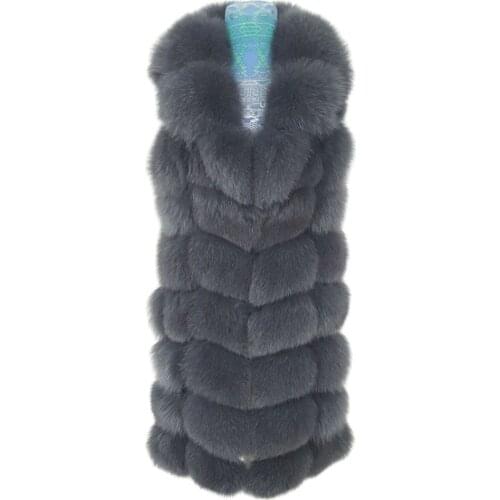 Fox fur vest outerwear fur overcoat long design lapel -neck sweater waistcoat womens natural the