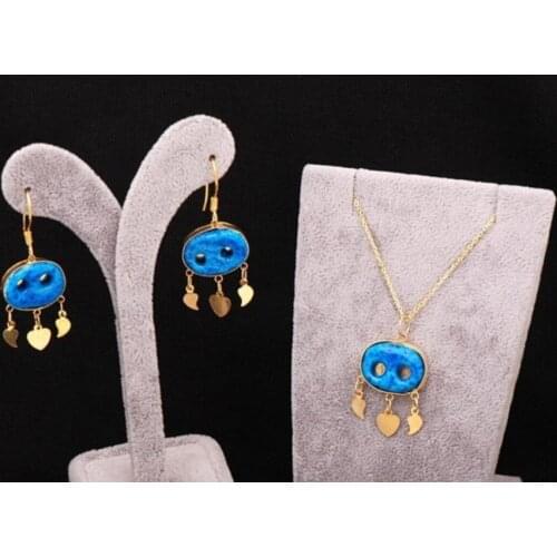 Evil Eye Bead Necklaces Earrings set Hercai Reyyan Amulet Syriac Nazar boncugu Turkish Series Jewelry Pendant Fashion Statement