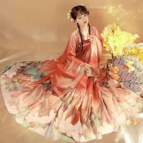 2021 Halloween Chinese Style Red Hanfu Cosplay Costumes Dresses for Woman Stage Wear Folk Dance Robe Hanfu Tang Suit Hanfu Dress