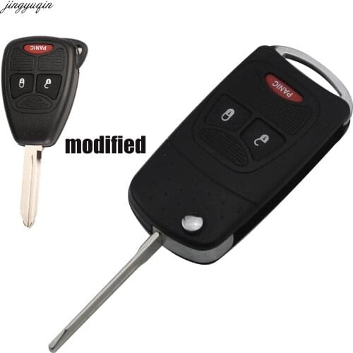 Jingyuqin 10pcs 3 Button Case Button Pad Flip Key shell For Chrysler For Jeep For Dodge Ram 1500 Caliber Nitro Ram 2500 Ram 3500