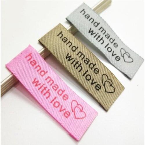 100pcs/lot Handmade Tags Woven Sewing Labels Clothes Hat Decoration Garment Label DIY Craft Sewing Accessories 21090502