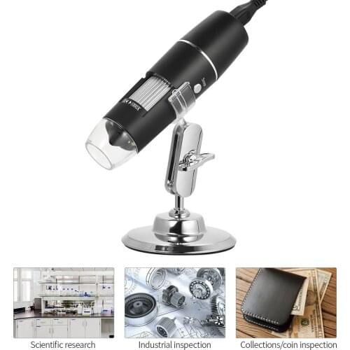 1000X Magnification USB Digital Microscope with Stand Magnifier with 8-LED Light Magnifier for iOS/Android
