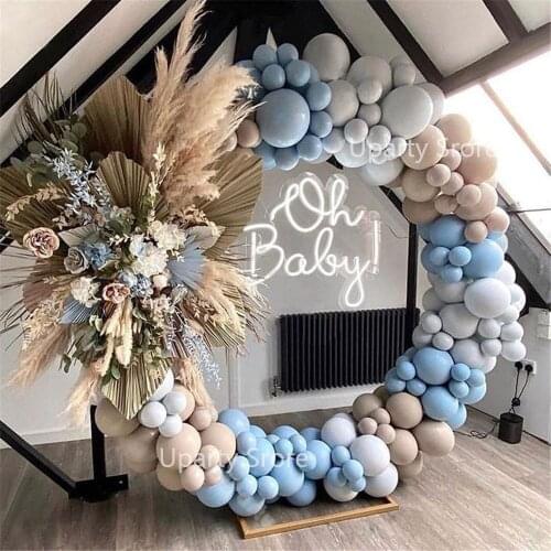 162Pcs Macaron Balloons Garland Arch Coffee Brown Gray Blue Latex Balloon Globos for Birthday Baby Shower Wedding Party Decor