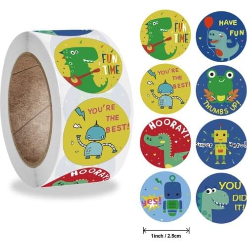 50-500pcs Cartoon Animal Stickers For Kids Classic Toys Gifts Labels School Teacher Reward Seals 1inch 8 Designs