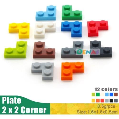 500g 1000pcs/bag Educational Kids Toy Plastic Building Blocks Accessories Plate 2x2 Corner DIY Kit Compatible With L*goes Blocks