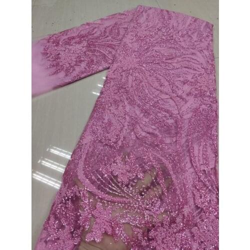 African Lace Fabric 2021 Hihg Quality Wedding Fashion Nigerian Embroidery Tulle Net Lace With Beads French Lace Fabric 5yards