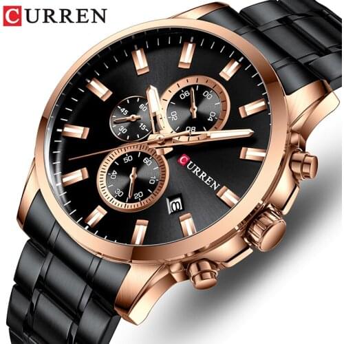Top CURREN Watches Men Brand Luxury Quartz Fashion Mens Watch Waterproof Sports Wrist Watch Steel Chronograph Relogio Masculino