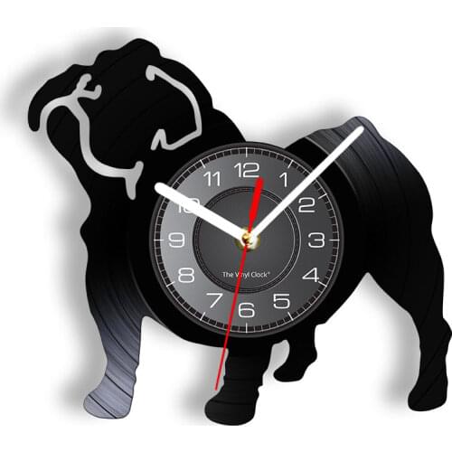 French Bulldog Vinyl Record Clock Pet Cute Animal Home Wall Decor Retro Hanging Clock Watch Handmade Creative Dog Owner Gifts