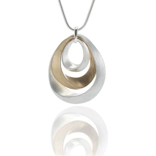 Gold Rose Gold Silver Color Alloy Long Necklace Punk Oval Metal Pendant Necklaces Women Jewelry