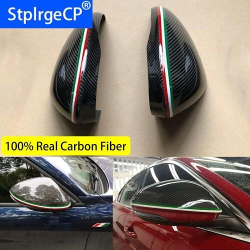 For Alfa Romeo Giulia 2015 - 2018 Accessories 100% Real Carbon Fiber Car Outside Wing Mirror Trim Rear view Mirror Cover