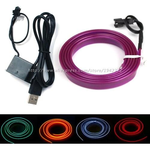 Flexible Car Strip 12V 1M/5M EL Wire Rope Neon Light Decor Party Dance DIY Decorative Line with USB Connector Car Styling