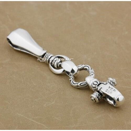 Gothic Eagle Solid 925 Sterling Silver Belt Clip Biker Keychain 8J003