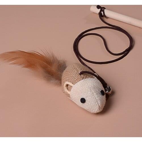 Faux Mouse Toys for Cat Kitten Wooden Elastic Rod Rope Cat Bell Toys Funny Pet Cat Playing Interactive Toy Pet Supplies