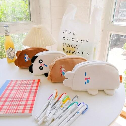 Kawaii Cat Pencil Case School Pencilcase for Girls Boys Stationery Pen Box Cute Bear Penal Large Plush Cartridge Pouch Supplies