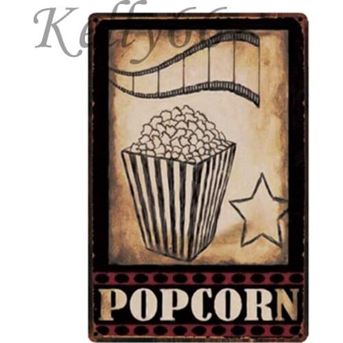 [ Kelly66 ] Movie Time Popcorn Buttery Fresh Metal Sign Tin Poster Home Decor Bar Wall Art Painting 20*30 CM Size y-1915