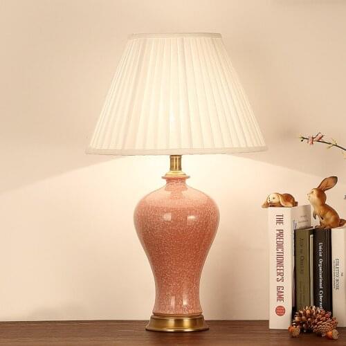 Ceramic Full Copper table Lamp Jingdezhen Type Crack Ceramic Table Lamp Living Room High-grade Bedroom Decorative Bedside lamp