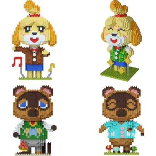 Cartoon Dog Raccoon micro diamond building block animal anime figures nanobricks educational toys for children gifts