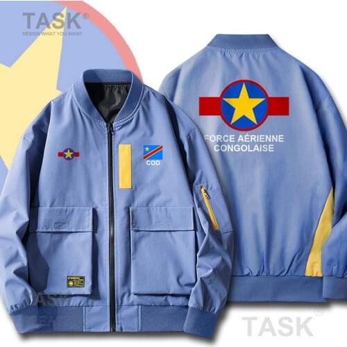 Military Army Jackets Air Force DR Congo COD DRC DROC Congo-Kinsha Congolese Casual Mens Bomber Zipper Jacket Flight Pilot Coat