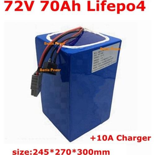 72V 70Ah lifepo4 lithium battery Iron phosphate BMS 24S deep cycle for 7000W bicycle bike scooter Motorcycle + 10A charger