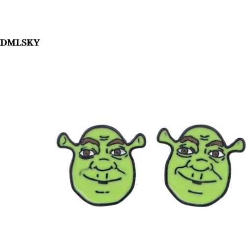 M4732 DMLSKY Cartoon Green Monster Woman Alloy Stud Earrings Kids Cute Earrings Charm Earrings Jewelry Gifts