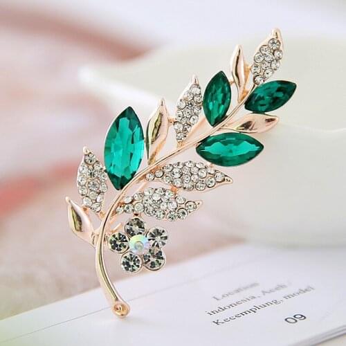 Fashion Crystal Zircon Leaves Brooches Pin Clothing Accessories Birthday Gift Brooches For Women Wedding Party Elegant Brooches