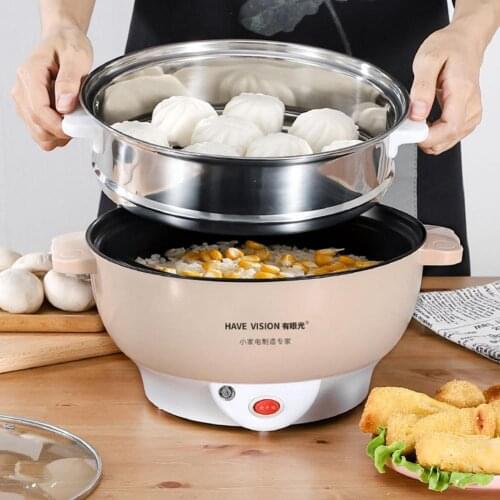 220V Multifunctional Electric Cooker Heating Pan Electric Cooking Pot Machine Hot Pot Noodles Eggs Soup Steamer mini rice cooker
