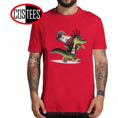 Latest design Punk style Croc t shirt men punk crocodile guitar t-shirt rock & roll dead metal music tshirt cartoon printed tees
