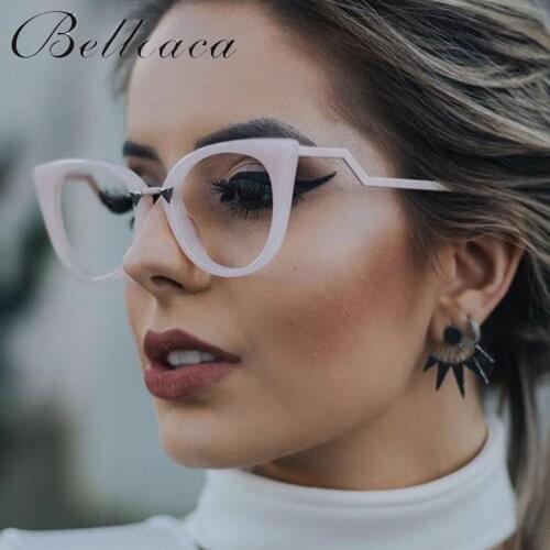 Bellcaca Eyeglasses Spectacle Frame Women Cat Eye Computer Optical Glasses Myopia For Ladies Female Transparent Clear Lens BC139