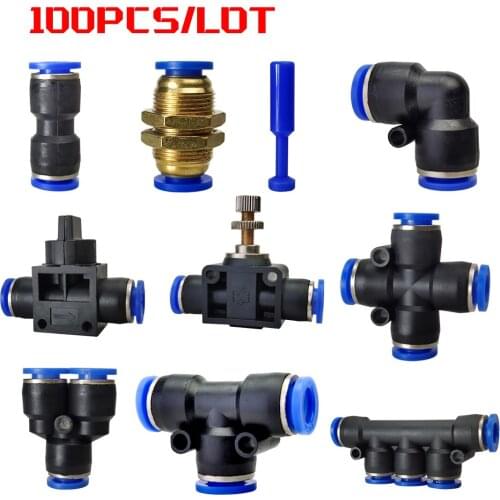100PCS A Lot Pneumatic fitting PY/PU/PV/PE/HVFF/SA/PK pipe gas connectors direct thrust 4 to 12mm plastic hose quick couplings