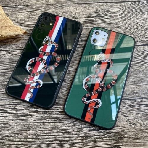 Luxury glass GG snake case for iphone 12 mini 11 pro x xs max xr 8 7 6 6S plus SE silicone phone cover fashion coque fundas capa