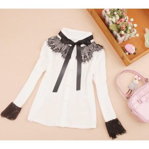 2019 Autumn girls school blouses children clothing kids baby girl clothes child shirt lace patchwork chiffon blouse blusas 2-16Y