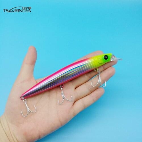 TSURINOYA 1pcs NEW DW109 Saltwater Sinking Minnow Fishing Lure 135mm 26.4g 3D EYES Depth 0.5-2m Seabass Hard Bait