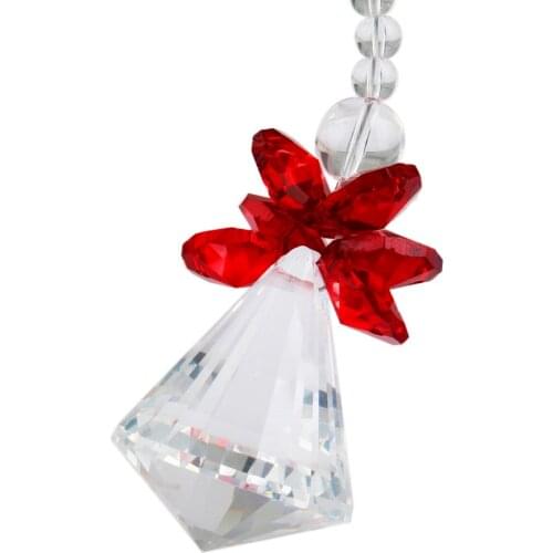 TUMBEELLUWA Red Clear Crystal Guardian Angel Ornament Pendant Hanging,Christmas Decoration,Handcrafts