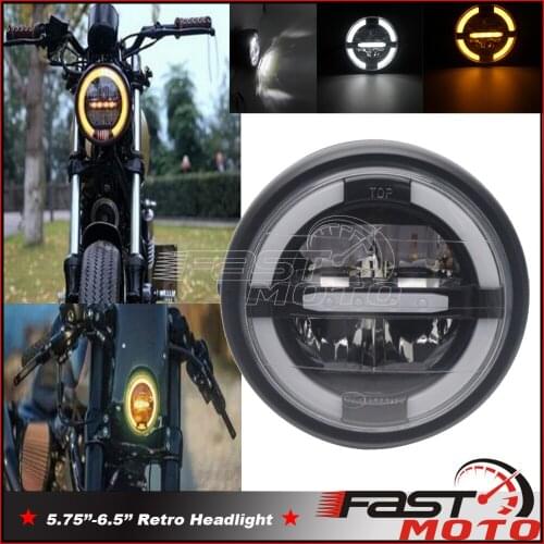 Universal Motorcycle Cafe Racer DRL Daytime Running Light For Harley Chopper Bobber BMW 6.5'' Headlight Front Round Head Lamp