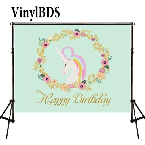 VinylBDS Photography Backdrops Flower Unicorn Backdrop Children Birthday Photos Photography Backdrop for Newborn Shoot Studio