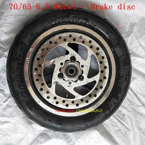 High quality 10 inch Front wheel 70/65-6.5 tyre tubeless vacuum tire and alloy wheel hub with Brake disc for electric scooter