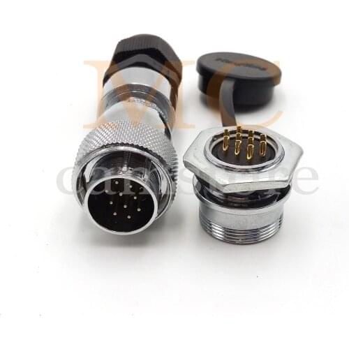 WS20 10Pin Aviation Connector Male Plug To Female Socket Waterproof Metal Threaded Panel M20 Connector for LED Outdoor Industria