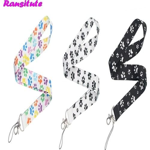 Ransitute Dog Paw Print Mobile Phone Lanyard Key ID Card USB Badge Holder DIY Fashion Neckband Decoration Lanyard R826