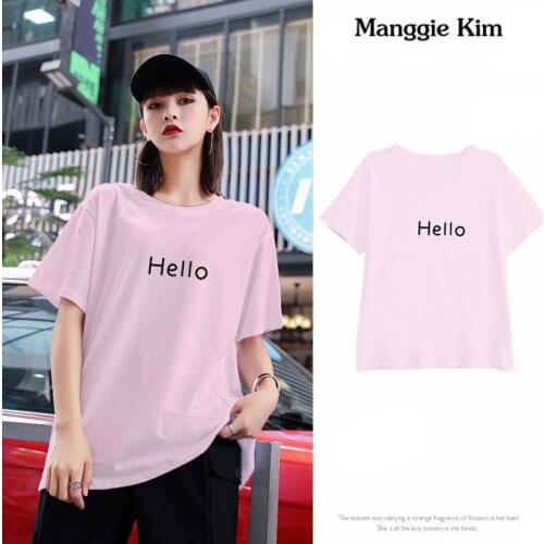 Short-sleeved Womens T-shirt Korean Summer Ladies Round Neck Printing Large Size Casual Short-sleeved Top Free Shipping