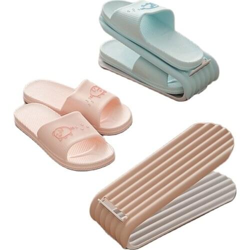 1Pcs Double Shelf Shoe Hanger Cabinet Organizers Adjustable family Home Dormitory overshoes Storage Rack Artifact