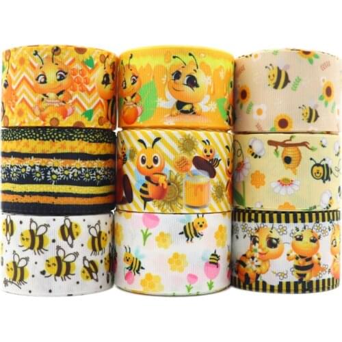 10 Yards 1.5" 38MM Bee Printed Grossgrain Ribbon For Hair Accessories DIY Crafts Handmade Y2021050801