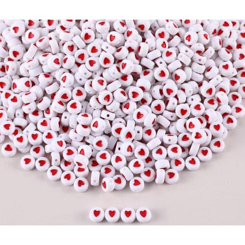 100-500pcs Heart Beads For DIY Bead Bracelet Necklace Wholesale Colored Heart Round Acrylic Beads for Handmaking Jewelry Making