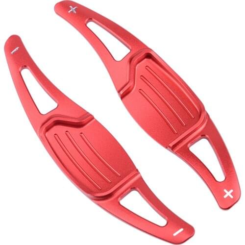 2pcs Steering Wheel Shift Paddle Shifter Extension Gear Lever Trim Car Red Aluminum Alloy Fit For Ford Mondeo Taurus Edge