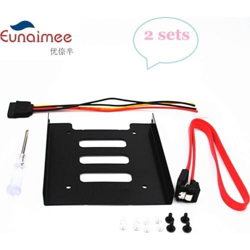 2packs SSD HDD Mounting Bracket 3.5 to 2.5" Internal Hard Disk Drive Kit Cables 2.5 hard disk drive to 3.5 bay tray caddy