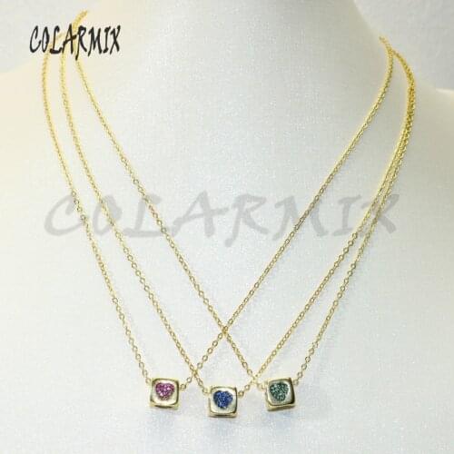 10strands Cubic beads necklace Square pendants chain necklace cube beads fashion accessories for women 50608