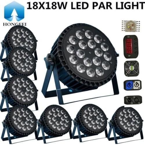 8pcs/ Aluminum 18X18W LED PAR Light RGBWA+UV par /disco light, led wash light professional dj equipment