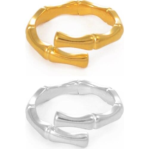Anniyo Silver Color/Gold Color Bamboo Ring Free Size for Women Girls Hawaii Trendy Jewelry Party Resizable Rings #063904